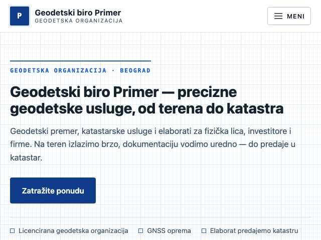Primer sajta — Geodeti, dizajn 1