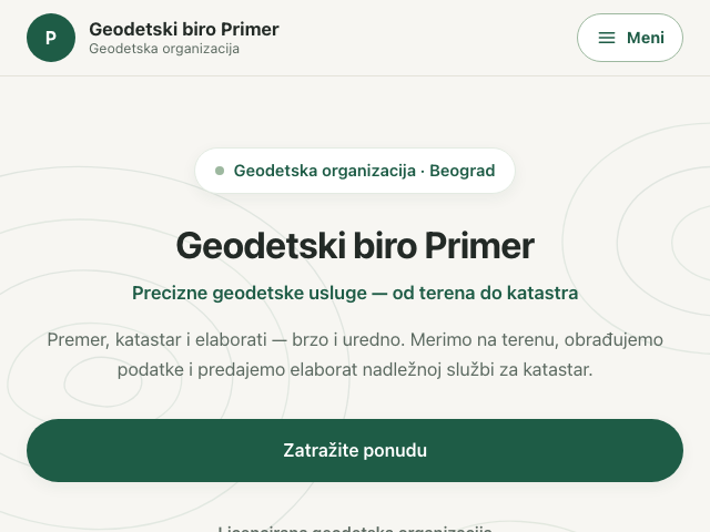 Primer sajta — Geodeti, dizajn 3