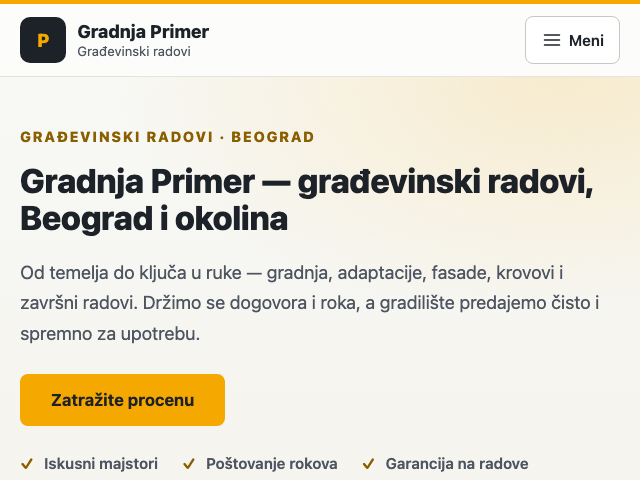Primer sajta — Građevina i zanati, dizajn 1