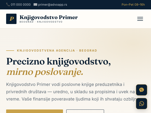 Primer sajta — Knjigovodstvo, dizajn 2